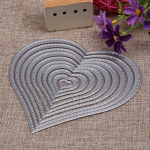 10pcs Corazón troquel de Metal con hilo de coser tarjeta de papel de troqueles de corte para DIY Scrapbooking álbum Decoración