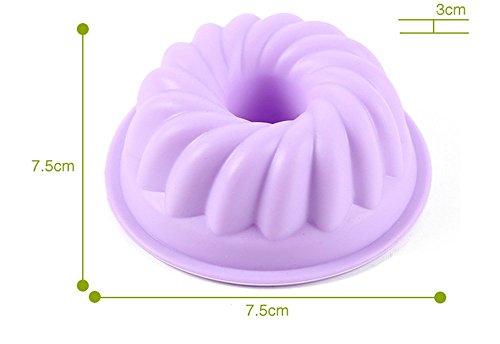 10Pcs Pequeña forma del remolino Silicona Muffin Casos, Fluted Ring Cupcake Liner Hornear molde Molde de chocolate moldes de jabón (7.5 cm)