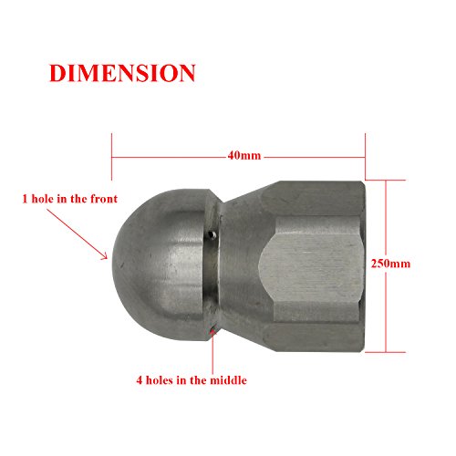 1/2" 1/4" 3/8" 1/8" Boquilla para limpieza tuberias a presion - 250bar Hilo interno - para limpieza alcantarilla/tuberia de desague/bajante de agua tobera boquilla para manguera de limpieza (1/2")