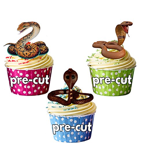 12 x diseño de piel de reptil de piel de serpiente Mix comestibles Tarjeta de cuadrícula adornos para tartas función atril UPS