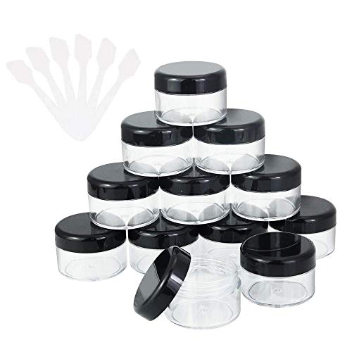 12pcs convenientes de plástico Tarros de Viaje, con 15 ml de Muestra Botellas Contenedores ollas y espátulas 6pcs envase cosmético para el Viaje