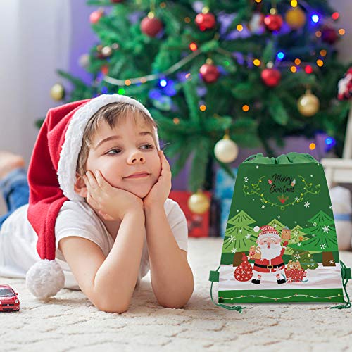 12Pz Bolsas Grandes de Regalo de Navidad con Cintas Mochila de regalo grande de Santa Sack Envoltura de Regalos Navidad Bolsas Suministros de fiesta de Navidad,Bolsas de regalo de Año Nuevo