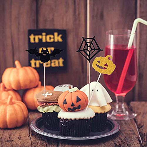 14 Piezas Primeros de la Magdalena de Halloween, Halloween Selecciones Magdalena de Halloween, Toppers de Envoltorios de Cupcakes de Halloween, Adecuados para Decoración de Halloween, Pasteles, Frutas