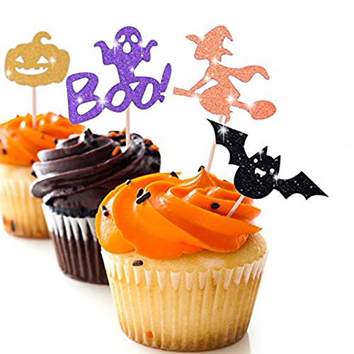 14 Piezas Primeros de la Magdalena de Halloween, Halloween Selecciones Magdalena de Halloween, Toppers de Envoltorios de Cupcakes de Halloween, Adecuados para Decoración de Halloween, Pasteles, Frutas