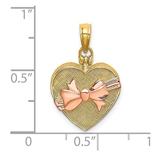 14K Two Tone Gold 3-D Candy Box With I Love You Inside Charm Pendant