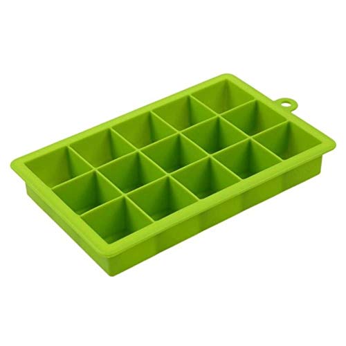 15 rejillas de silicona forma cuadrada cubitera de hielo bandeja de molde de frutas paleta helado para vino cocina Bar beber accesorios verde