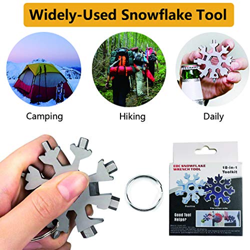 18 en 1 Multiherramienta Copo de Nieve Tarjeta, Mini Herramienta de Copo de Nieve Port ¢til, Multiherramienta de Acero Inoxidable Destornillador Abrebotellas Llavero EDC Tool (Plata)