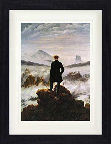 1art1 Caspar David Friedrich - El Caminante sobre El Mar De Nubes, 1818 Póster De Colección Enmarcado (40 x 30cm)