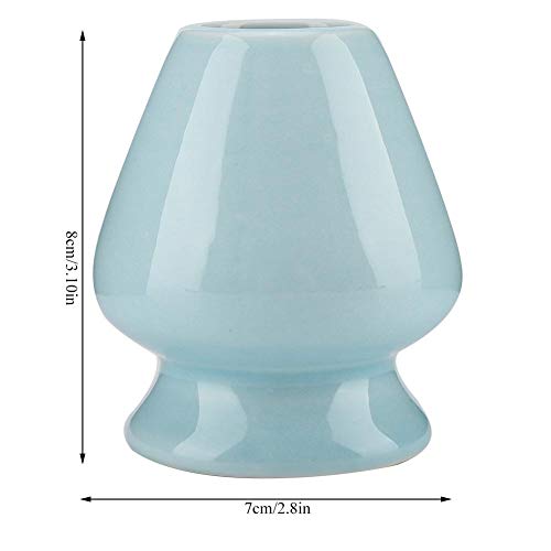 1Pc Matcha Batidor Soporte de cerámica para bambú Matcha Chasen para accesorios de juego de té Herramienta para el hogar(Azul)