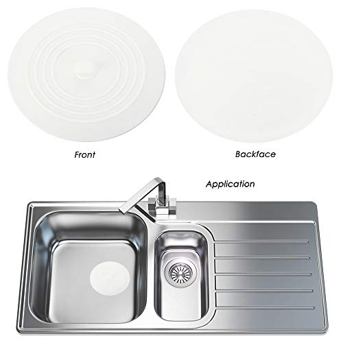 2 piezas Tapón de silicona Y 2 piezas Acero inoxidable Colador de fregadero de cocina, Senhai Succión plana Cubierta de drenaje Colador para cocina, baños y lavandería