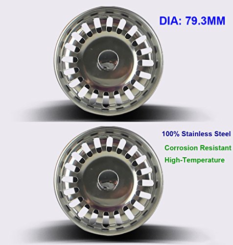 2 piezas tapones de Desagüe Acero Inoxidable con rejilla con válvula para fregadero