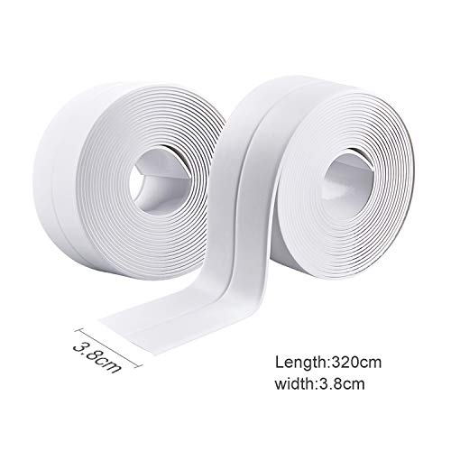 2 Rollos Cinta Baño Selladora, PVC Impermeable a Prueba de Moho Cinta de Sellado, Autoadhesivas Cinta de Sellado para Coche,Bañera,Puerta,Ventana,Fregadero de Cocina (Blanco)