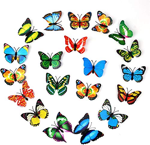 20 piezas 3D PVC mariposa imán de pared decoración con imanes de nevera (color al azar)