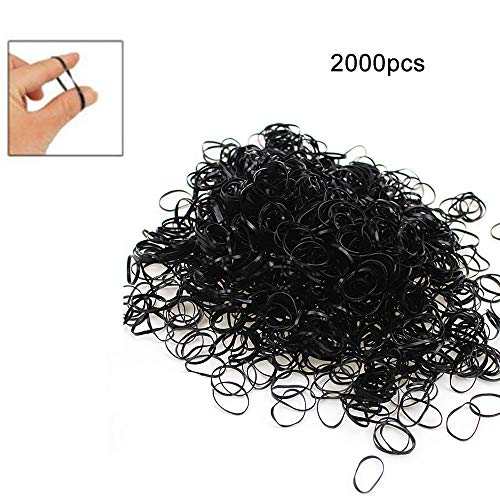 2000 Mini Gomas de Pelo Coletero Elástico Banda de Pelo Suave Negro para Pelo de Niñas, Dreadlocks Pequeños, Peinado de Boda y Más