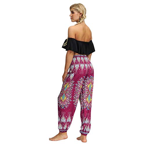 2019 Mujeres Hombres Pantalones Yogurt Mujeres Hippi Casual Holgados Mode De Marca Bagg BOH Aladdi Haremshos Helli Fashion 2019 Ropa De Mujer (Color : B Weinrot, Size : Size)