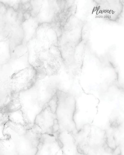 2020-2021 White Marble Daily Planner Academic Planner: Classic Planner for the 2020-2021 School Year July 2020 to December 2021 Beautiful White Marble Planner