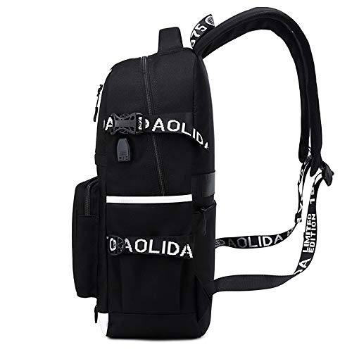 2020 Nuevo Chihiro Mochila Mochila Bookbag Ordenador portátil del Bolso de Escuela con el Puerto de Carga USB (Color : Black)