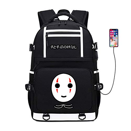 2020 Nuevo Chihiro Mochila Mochila Bookbag Ordenador portátil del Bolso de Escuela con el Puerto de Carga USB (Color : Black)