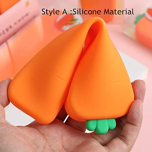 2020 Sharkbang Creative Carrot Series Funda de lápiz suave de silicona Bolígrafo Organizador Bolsa Kawaii Papelería Set Regalo de cumpleaños para niños, Serie de zanahoria set A4