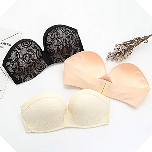 2020 - Sujetador push-up sin tirantes antideslizante 1/2 taza bralette sin costuras brassiereSexy encaje invisible sujetadores mujer lencería - - 75C