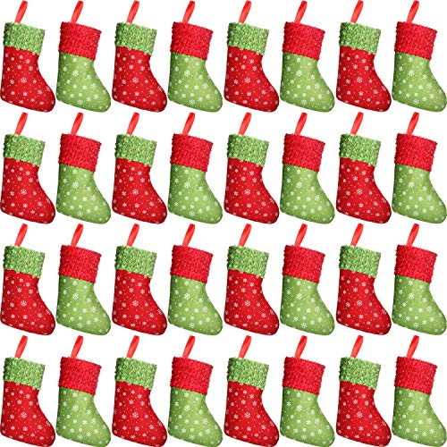 24 Piezas de Mini Medias de Navidad, Funda de Cubiertos de Muñeco de Nieve Santa 3D, Calcetines Colgantes de Navidad Bolsa de Regalos y Dulces para Árbol de Navidad, Decoración de Hogar, Jardín