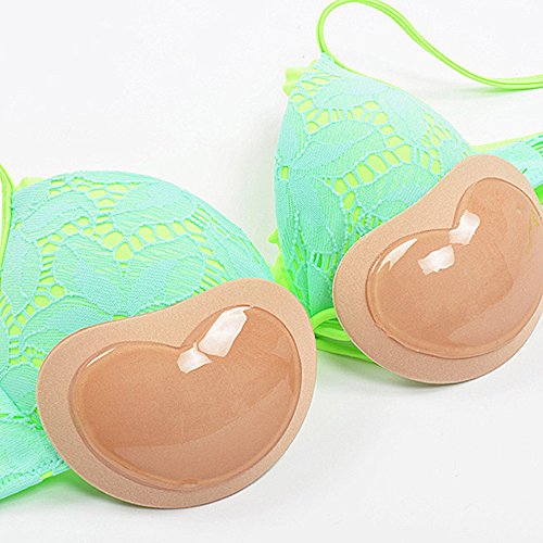 2pares Rellenos Bikini Bra Pecho Almohadillas Pads Gel Inserciones Insertos Silicona de Sujetador Push-up Mejora del Pecho Shaper Empuje hacia arriba Swimsuit Pads Color de Piel y Negro