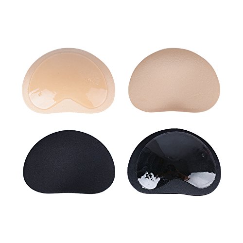 2pares Rellenos Bikini Bra Pecho Almohadillas Pads Gel Inserciones Insertos Silicona de Sujetador Push-up Mejora del Pecho Shaper Empuje hacia arriba Swimsuit Pads Color de Piel y Negro