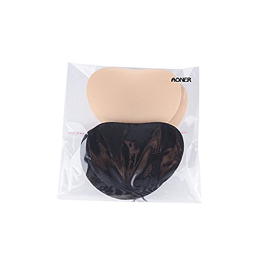 2pares Rellenos Bikini Bra Pecho Almohadillas Pads Gel Inserciones Insertos Silicona de Sujetador Push-up Mejora del Pecho Shaper Empuje hacia arriba Swimsuit Pads Color de Piel y Negro