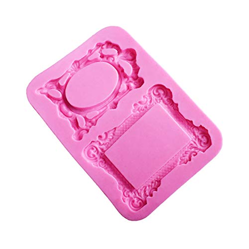 2x Da.Wa Molde de Silicona Fondant de Marco Retro Diseño Vintage, Para Decoración de Pasta de Azúcar Gel de Sílice Superior Rosa