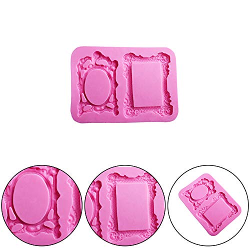 2x Da.Wa Molde de Silicona Fondant de Marco Retro Diseño Vintage, Para Decoración de Pasta de Azúcar Gel de Sílice Superior Rosa