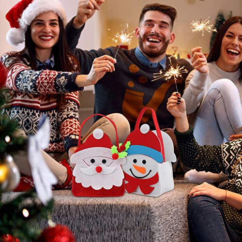 3 piezas de bolsa de dulces navideños bolsa de regalo de fieltro con asa Bolsa de regalo navideña Santa Claus muñeco de nieve reno bolsa de almacenamiento bolsa de almacenamiento