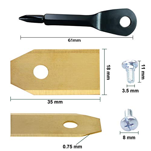 30 cuchillos Titan Husqvarna Automower Gardena (0,75 mm) + 30 tornillos + 2 destornilladores – Estas cuchillas de repuesto son adecuadas para 105, 310, 315, 320, 420, 430x, r40i, r40li, r70li, etc.