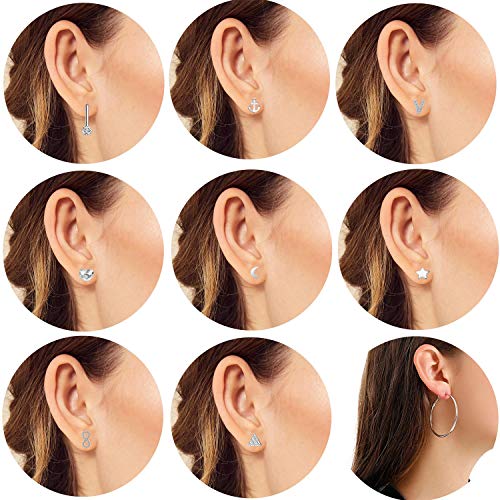 36 pares de aretes de joyería surtidos surtidos con tarjeta para mujeres niñas, juego de aretes de aro simple