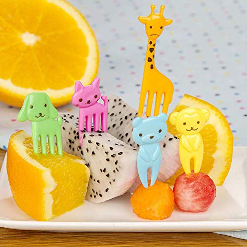 46 Piezas Postre de Fruta Palillo de Dientes Forks, Tenedor de Fruta de Niños de Historieta Linda Animales encantadores Selecciones de Frutas Tenedores para Niños Fiesta Bento Lunch Box