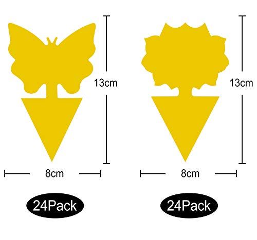 48 piezas de trampa de moscas enchufables placas amarillas planta de protección de adhesivo amarillo de los pulgones mosquito, moscas de hoja y alimañas, ideal para plantas en el balcón o en el jardín