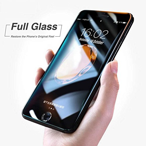 4D Full-Cover Protector de Pantalla, CompraFun 4D 9H Vidrio Cristal Templado Completo Borde Curvo Anti-luz azul Toque Sensible Ajustable para Iphone 7Plus/8Plus (5.5 Pulgadas). (Negro)