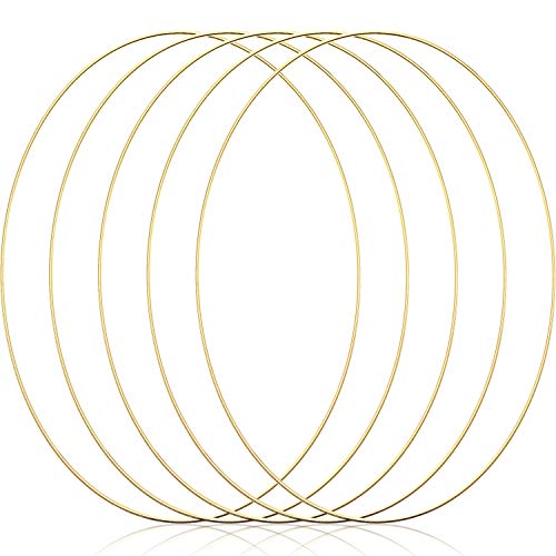 5 Piezas Aros Floral Grande de Metal Anillos Aro de Oro Macramé Corona Hacer Decoración de Guirnaldas de Bodas y Manualidades Colgante de Pared de DIY Atrapasueños (14 Pulgadas)