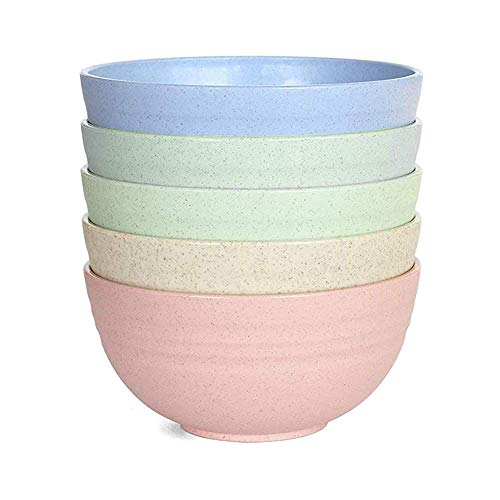 5 Piezas Cuenco Cereales, 24 oz irrompibles Bol Cereales Bowls Cocina Ensaladeras Vajilla Tazones de Consomé, Aptos para lavavajillas y microondas para niños, arroz, tazones para Sopa Tazones Colores