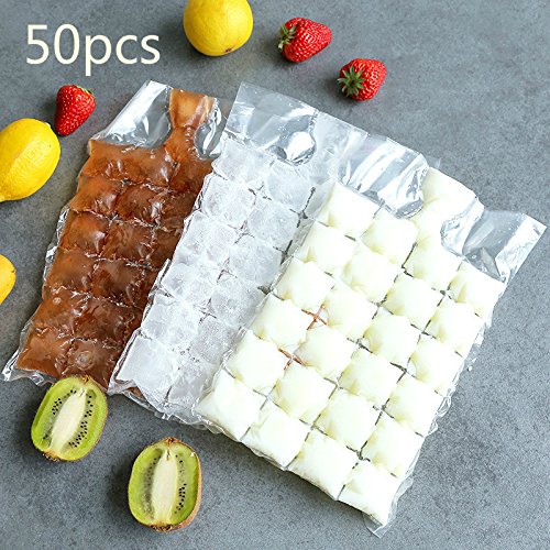 50 bolsas desechables para hacer hielo, bandeja para cubitos de hielo hace vasos de chupito, molde de hielo, regalo novedoso bandeja de hielo herramienta de verano para beber 1200 cubos