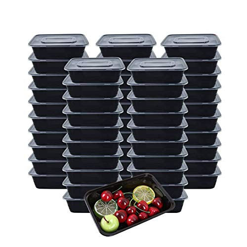 [50 piezas] 750ml Meal Prep Containers 1 Compartimiento Contenedor Alimentos Contenedor Comida Hecho de Plástico Sin BPA, Apilable, Apto para Microondas, Congelador y Lavavajillas - 750ML