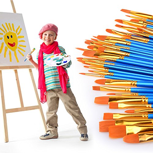 50 pinceles de pintura con 12 bandejas de palé de pintura para niños y adultos para crear pintura artística