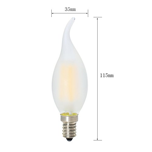 5X Bombillas E14 Regulables Edison Filamento Vela LED Blanco Cálido 2700K Bajo Consumo,Vidrio Mate,AC 220V