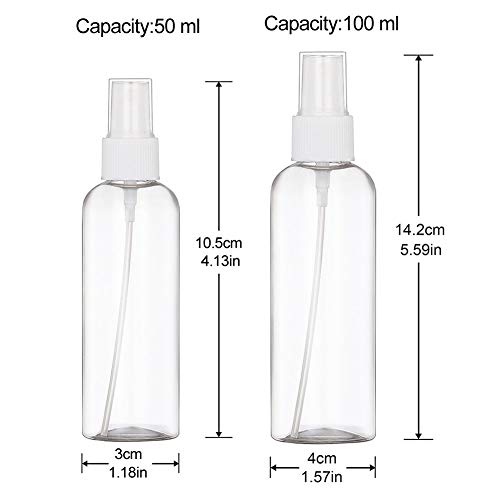 6 PCS *100ml Botella de Viaje Transparente, Vockvic Juego de Botellas de Spray de Atomizador de Viaje Fine Mist para Artículos de Aseo Líquidos, Maquillaje Cosmético