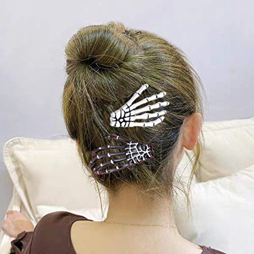 6 pinzas de pelo para Halloween, esqueleto, manos de hueso, accesorios para el cabello, accesorios para el cabello, para mujeres y niñas