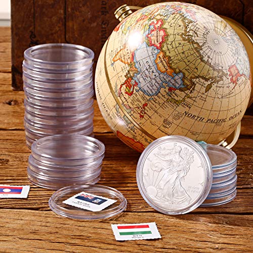 60 Unidades de 40 mm para cápsulas de Monedas, contenedor de Almacenamiento de Monedas con Caja organizadora de Almacenamiento para artículos de colección Silver Eagles