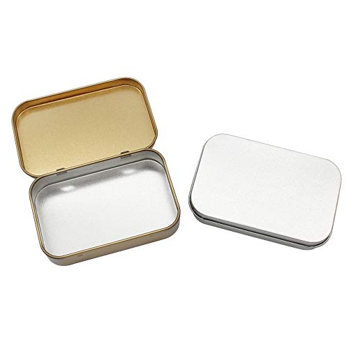 8 Piezas Latas Pequeñas Rectangulares de Metal con Latas de Bisagras, Mini Portátil Caja de Almacenaje Pequeña Caja de Lata Vacía para Abalorios, Monedas, Joyas, Dulces, 95 x 62 x 20 mm