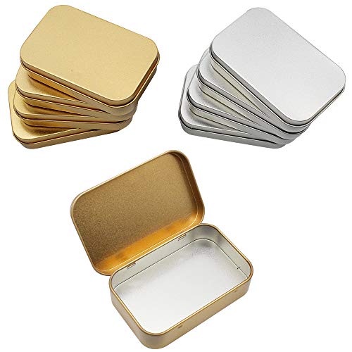 8 Piezas Latas Pequeñas Rectangulares de Metal con Latas de Bisagras, Mini Portátil Caja de Almacenaje Pequeña Caja de Lata Vacía para Abalorios, Monedas, Joyas, Dulces, 95 x 62 x 20 mm