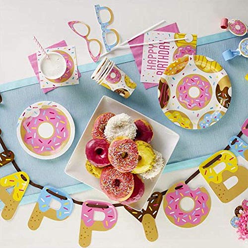 82pcs Candyland Party Supplies Juego de decoración Caramelo Donut Helado Party Vajilla Paquetes Incluye Flatwares, tazas, manteles, servilletas, globos, pancartas, horquillas para 10 niños