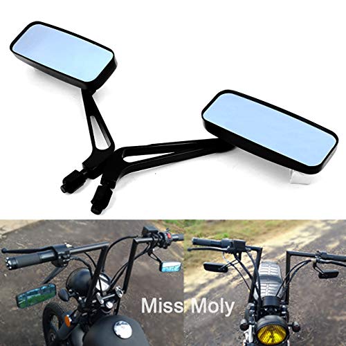 8mm 10mm Motocicleta Rectángulo Espejo Lateral, Ala Moto Espejo Retrovisor Para Cruiser Scooter Chopper Touring Bobber