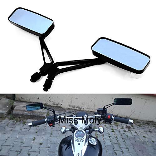 8mm 10mm Motocicleta Rectángulo Espejo Lateral, Ala Moto Espejo Retrovisor Para Cruiser Scooter Chopper Touring Bobber